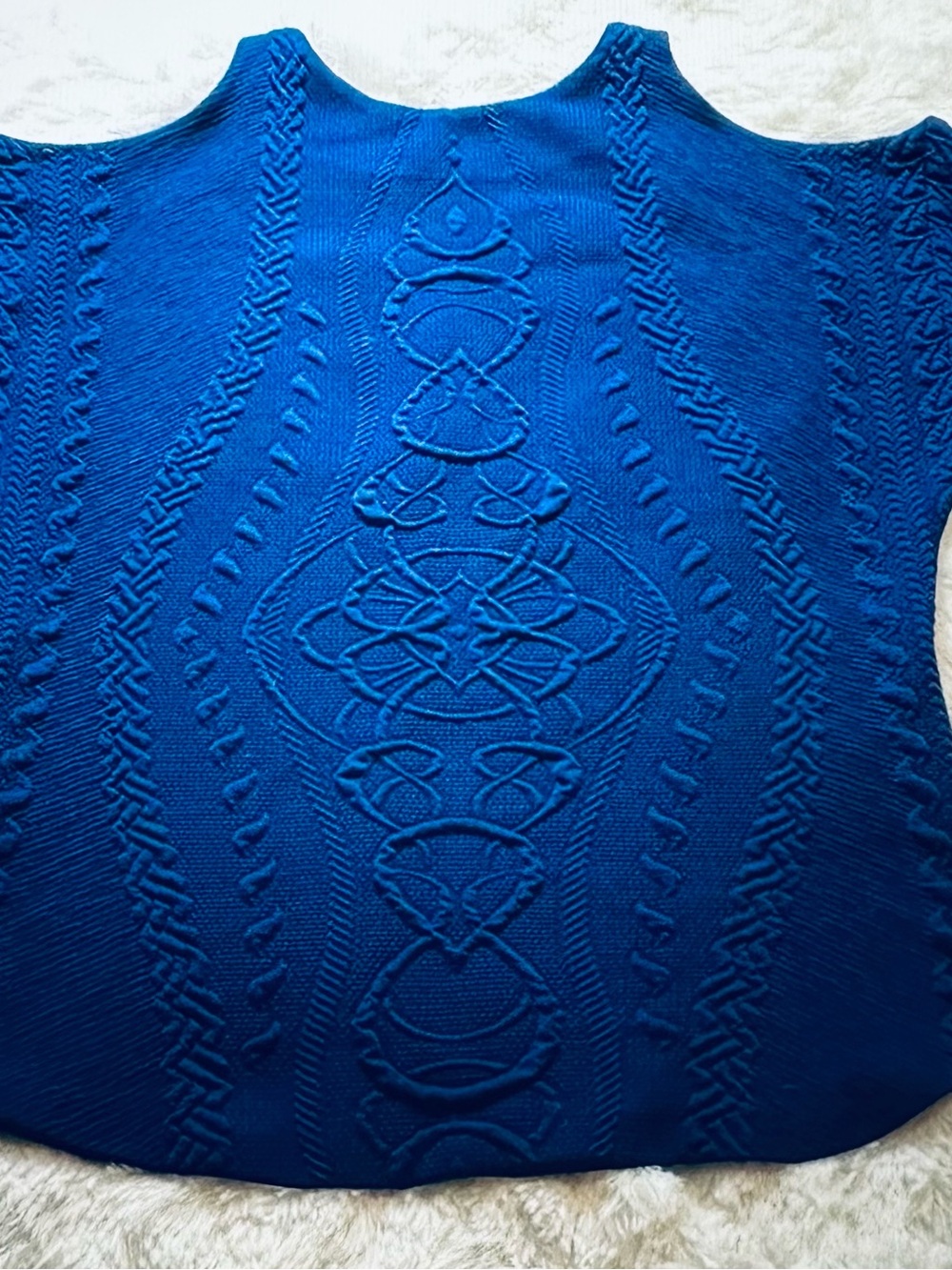 Amanda Uprichard Sapphire Navy Jacquard Cold Shoulder Long Sleeve Sweater Large